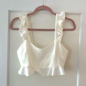 MONROE RUFFLE CROP TOP superdown, White, Medium